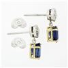 Image 6 : NEW 18k Gold 4.98 ctw GIA Oval Blue Sapphire Bezel Diamond Drop Dangle Earrings