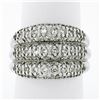 Image 1 : Vintage.900 Platinum 1.30 ctw Pave Diamond Wide Domed Triple Stacked Band Ring