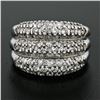 Image 2 : Vintage.900 Platinum 1.30 ctw Pave Diamond Wide Domed Triple Stacked Band Ring