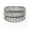 Image 4 : Vintage.900 Platinum 1.30 ctw Pave Diamond Wide Domed Triple Stacked Band Ring