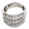 Image 9 : Vintage.900 Platinum 1.30 ctw Pave Diamond Wide Domed Triple Stacked Band Ring