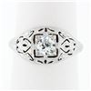 Image 1 : Antique Art Deco 18k Gold Dome Filigree Engraved 0.52 ctw European Diamond Ring