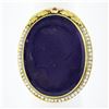 Image 1 : 14k Gold Left Facing Amethyst Cameo Ring w/ Seed Pearl Filigree & Floral Frame
