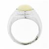Image 8 : Unisex Vintage 14k White Gold Bezel Set Oval Opal Solitaire Tiered Dome Ring