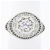 Image 1 : Vintage Platinum 1.21 ctw GIA Old European Diamond Dome Filigree Engagement Ring
