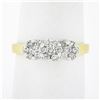 Image 1 : 14k TT Gold 0.55 ctw Round Brilliant Cut Diamond Triple 3 Flower Cluster Band Ri