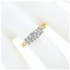 Image 3 : 14k TT Gold 0.55 ctw Round Brilliant Cut Diamond Triple 3 Flower Cluster Band Ri