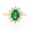 Image 4 : NEW Classic 14k Gold 2.02 ctw Oval Emerald Solitaire w/ Round Diamond Halo Ring