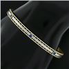 Image 7 : Antique Art Deco Solid 14K TT Gold Sapphire Etched 7.5" Slip On Bangle Bracelet