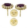 Image 2 : Classic 14K Yellow Gold Oval Ruby w/ 0.56 ctw Round Diamond Halo Stud Earrings