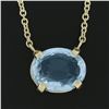 Image 5 : New 14k Yellow Gold 2.46 ctw Oval Aquamarine Pendant & 16" or 18" Adjustable Cha