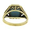 Image 3 : Vintage 14k Yellow Gold Cabochon Bezel Turquoise Open Filigree Work Ring