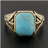 Image 8 : Vintage 14k Yellow Gold Cabochon Bezel Turquoise Open Filigree Work Ring