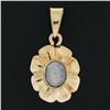 Image 2 : Vintage 14k Gold Oval Cabochon Bezel Set Jelly Opal Scalloped Pendant Charm