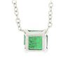 Image 6 : NEW 14K White Gold 0.42 ctw Emerald Cut Emerald Petite Solitaire Pendant Necklac