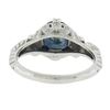Image 8 : Platinum GIA Greenish Blue Round Sapphire Solitaire Ring w/ Diamond Ribbon Sides