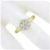 Image 7 : Vintage 18k TT Gold 0.80 ctw Round Cut Prong Fiery Diamond Flower Cluster Ring