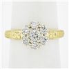 Image 9 : Vintage 18k TT Gold 0.80 ctw Round Cut Prong Fiery Diamond Flower Cluster Ring