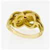 Image 6 : 18k Yellow Gold 0.50 ctw Prong Round Diamond & Ruby Braided Loop Knot Band Ring