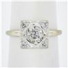 Antique 14k Gold .87 ctw Old Cut Pave Diamond Hand Engraved Floral Engagement Ri