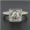 Image 2 : Antique 14k Gold .87 ctw Old Cut Pave Diamond Hand Engraved Floral Engagement Ri