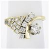 Image 9 : Vintage 14k Yellow Gold 0.90 ctw Prong & Pave Set Diamond Statement Cocktail Rin