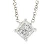Image 2 : NEW 14k White Gold 0.41 ctw Princess Diamond Solitaire Petite Pendant Necklace