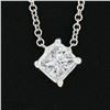 Image 3 : NEW 14k White Gold 0.41 ctw Princess Diamond Solitaire Petite Pendant Necklace