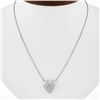 Image 1 : 14k White Gold 0.50 ctw Pave Diamond Heart w/ Polished Frame Pendant 18 Necklace