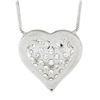 Image 6 : 14k White Gold 0.50 ctw Pave Diamond Heart w/ Polished Frame Pendant 18 Necklace