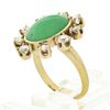 Image 9 : Vintage 14k Gold Oval Cabochon Jade & 1.1 ctw European Diamond Halo Cocktail Rin