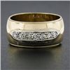 Image 6 : Vintage 14k Two Tone Gold Polished Wide Band Ring w/ 0.25 ctw Pave Line Diamond