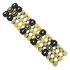 Image 4 : Vintage 18k Yellow Gold Turquoise & Black Enamel Work 1.9mm Wide 3 Row Bracelet