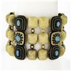 Image 8 : Vintage 18k Yellow Gold Turquoise & Black Enamel Work 1.9mm Wide 3 Row Bracelet