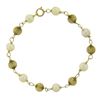 Image 2 : Vintage 14k Yellow Gold White Pearl & Grooved Ball Bead Charm Bracelet