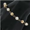 Image 3 : Vintage 14k Yellow Gold White Pearl & Grooved Ball Bead Charm Bracelet