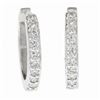 Image 1 : NEW Classic 14k White Gold .20 ctw Pave Diamond 12.2mm Petite Huggie Hoop Earrin