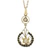 Image 2 : Antique Gold 0.14 ctw Diamond Open Work Floral Drop Dangle Lavalier Pendant