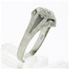 Image 7 : Vintage 18k Gold Diamond Solitaire Matte & Polished Hand Engraved Hexagon Ring