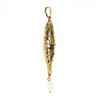 Image 3 : Antique Victorian 10K TT Gold Red Stone Pearl Dangle Open Work Lavalier Pendant