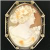 Image 1 : Vintage 14K White Gold Large Oval Octagon Open Detailed Cameo Pin Brooch Pendant