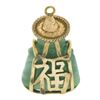 Image 2 : Vintage 10k Yellow Gold Carved Green Jade Sculpture Chinese Letter Charm Pendant