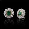 Image 1 : 4.45 ctw Emerald and 1.82 ctw Diamond Platinum and 18K Yellow Gold Earrings