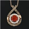 Image 3 : Le Vian 14k Gold Round Tangerine Fire Opal & Diamond Teardrop Pendant w/ Chain
