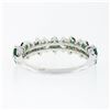 Image 7 : Vintage 18K White Gold 1.7 ctw Prong Large Round Diamond Emerald Wedding Band Ri