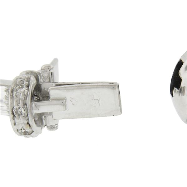 French 18k White Gold 4.09 ctw Baguette & Round Diamond Line Statement Bracelet