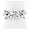 Image 1 : Vintage Platinum 2.58 ctw GIA European Diamond w/ Marquise Accents Engagement Ri