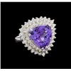 Image 1 : 10.95 ctw Tanzanite and Diamond Ring - 14KT White Gold