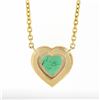 Image 6 : NEW 14K Yellow Gold 0.75 ctw Heart Cut Emerald w/ Diamond Halo Pendant & Chain
