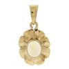 Image 1 : Vintage 14k Gold Oval Cabochon Bezel Set Jelly Opal Scalloped Pendant Charm